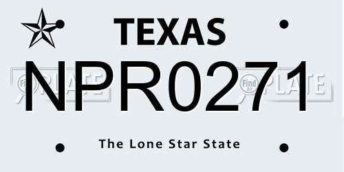 NPR0271 Texas License Plate