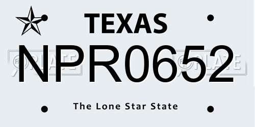 NPR0652 Texas License Plate