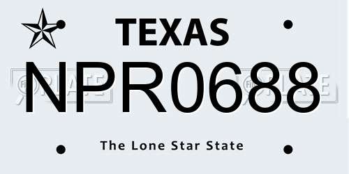 NPR0688 Texas License Plate