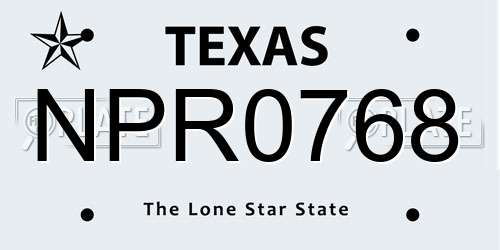 NPR0768 Texas License Plate