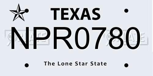 NPR0780 Texas License Plate