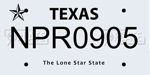 NPR0905 Texas License Plate