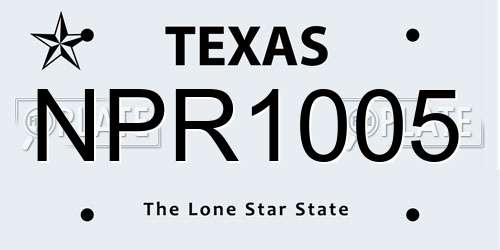 NPR1005 Texas License Plate