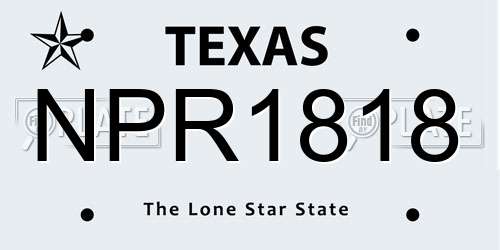 NPR1818 Texas License Plate
