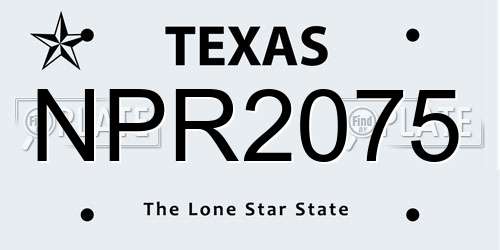 NPR2075 Texas License Plate