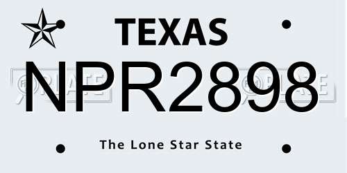 NPR2898 Texas License Plate