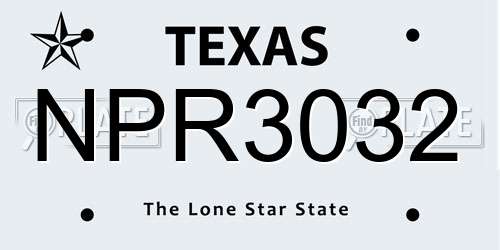 NPR3032 Texas License Plate