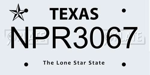 NPR3067 Texas License Plate