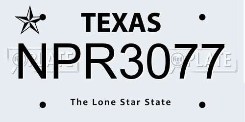 NPR3077 Texas License Plate
