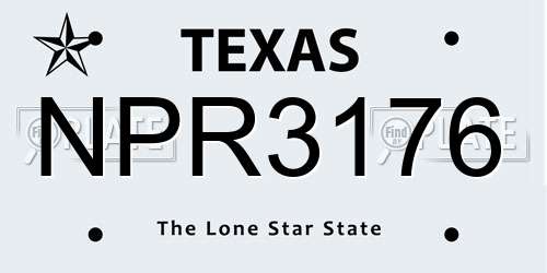 NPR3176 Texas License Plate