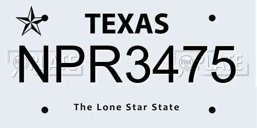 NPR3475 Texas License Plate