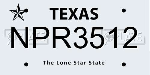 NPR3512 Texas License Plate