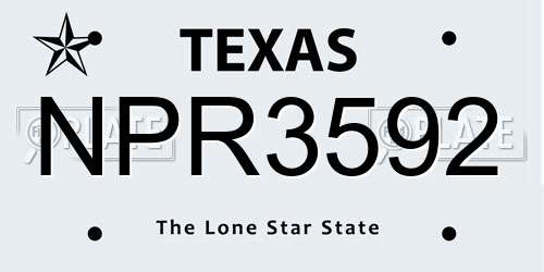 NPR3592 Texas License Plate
