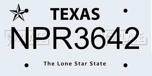 NPR3642 Texas License Plate