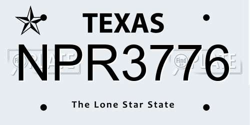 NPR3776 Texas License Plate