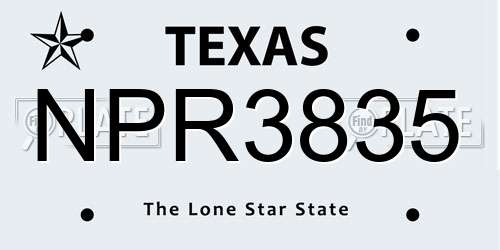NPR3835 Texas License Plate