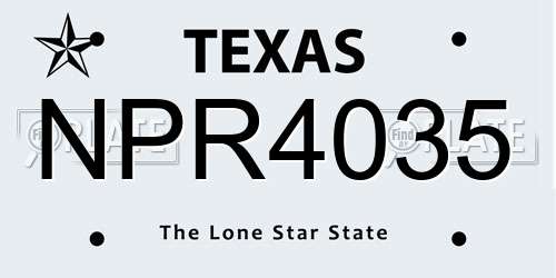 NPR4035 Texas License Plate
