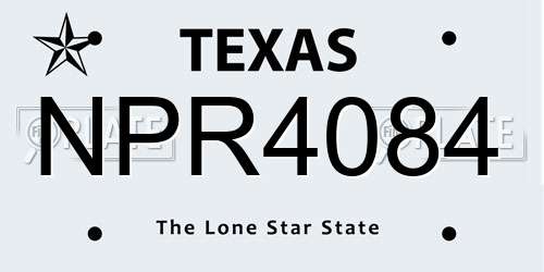 NPR4084 Texas License Plate