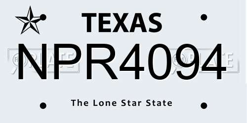 NPR4094 Texas License Plate