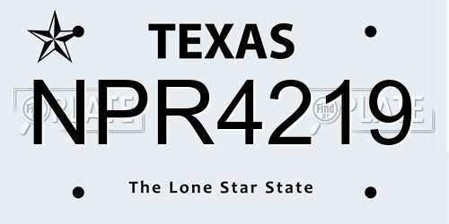 NPR4219 Texas License Plate