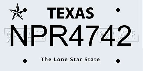 NPR4742 Texas License Plate