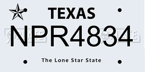 NPR4834 Texas License Plate