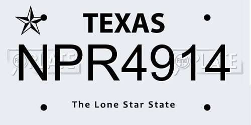 NPR4914 Texas License Plate