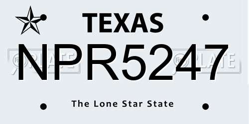 NPR5247 Texas License Plate