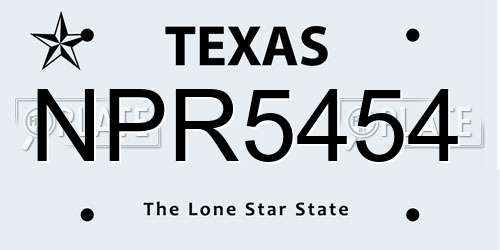 NPR5454 Texas License Plate