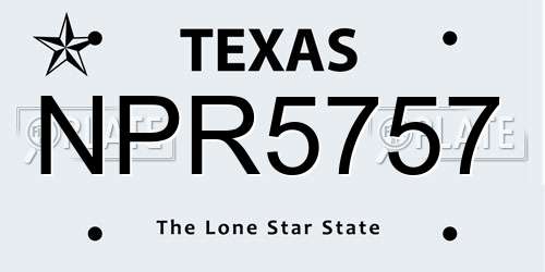 NPR5757 Texas License Plate