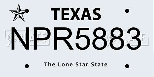 NPR5883 Texas License Plate