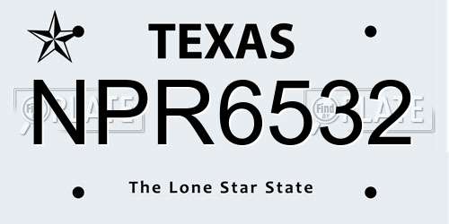 NPR6532 Texas License Plate