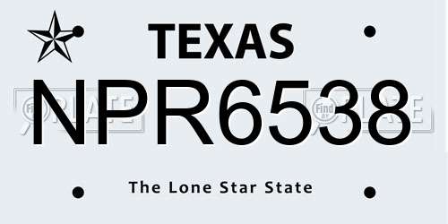 NPR6538 Texas License Plate