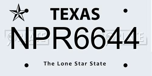 NPR6644 Texas License Plate