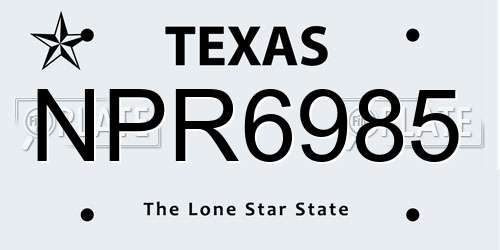 NPR6985 Texas License Plate
