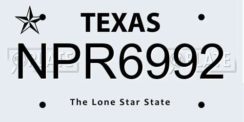 NPR6992 Texas License Plate