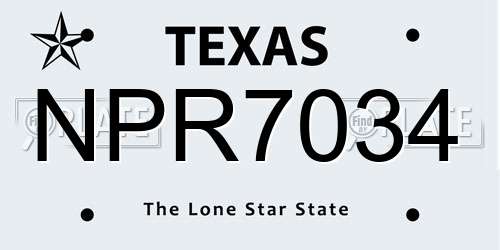 NPR7034 Texas License Plate