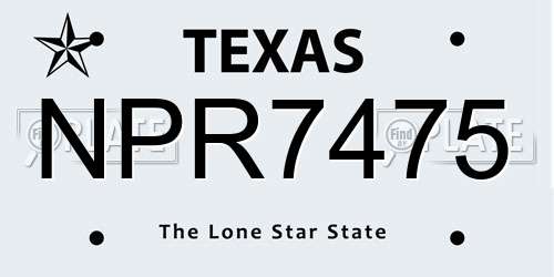 NPR7475 Texas License Plate