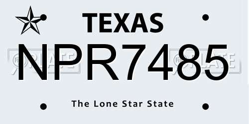 NPR7485 Texas License Plate
