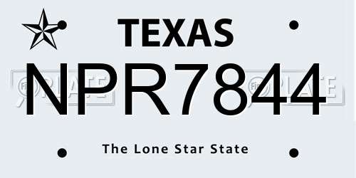 NPR7844 Texas License Plate