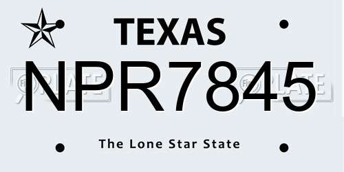 NPR7845 Texas License Plate