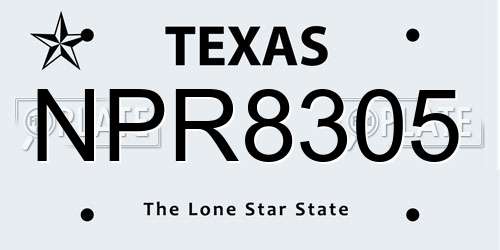 NPR8305 Texas License Plate