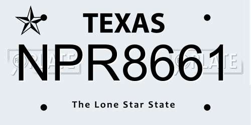 NPR8661 Texas License Plate