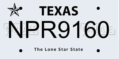 NPR9160 Texas License Plate
