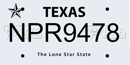NPR9478 Texas License Plate