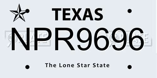 NPR9696 Texas License Plate