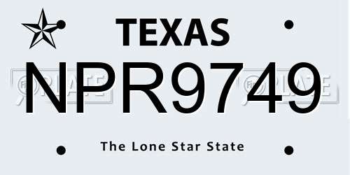 NPR9749 Texas License Plate