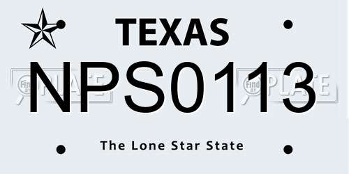 NPS0113 Texas License Plate