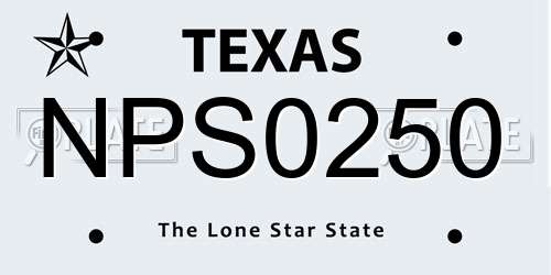 NPS0250 Texas License Plate