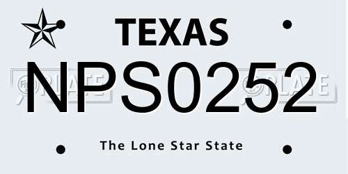 NPS0252 Texas License Plate